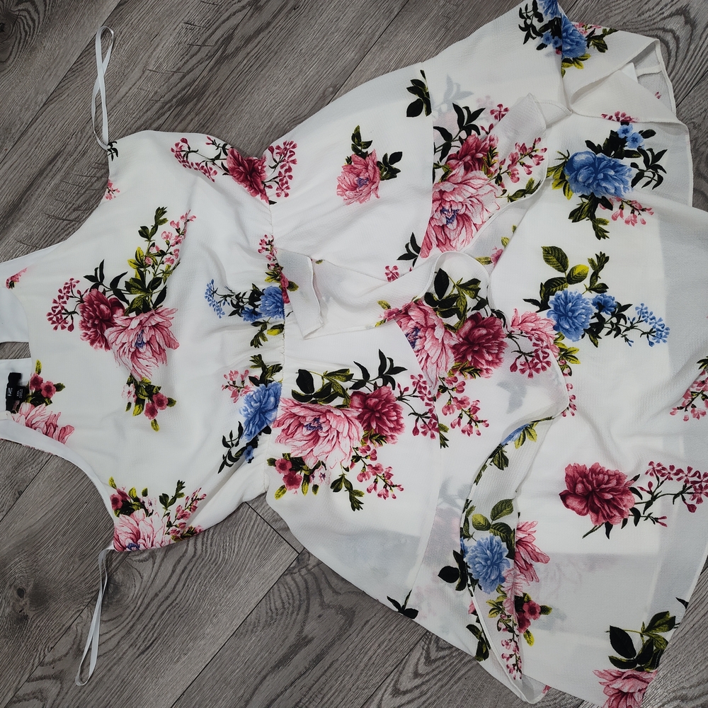 Iz Byer Floral Midi Dress in Pink and Blue